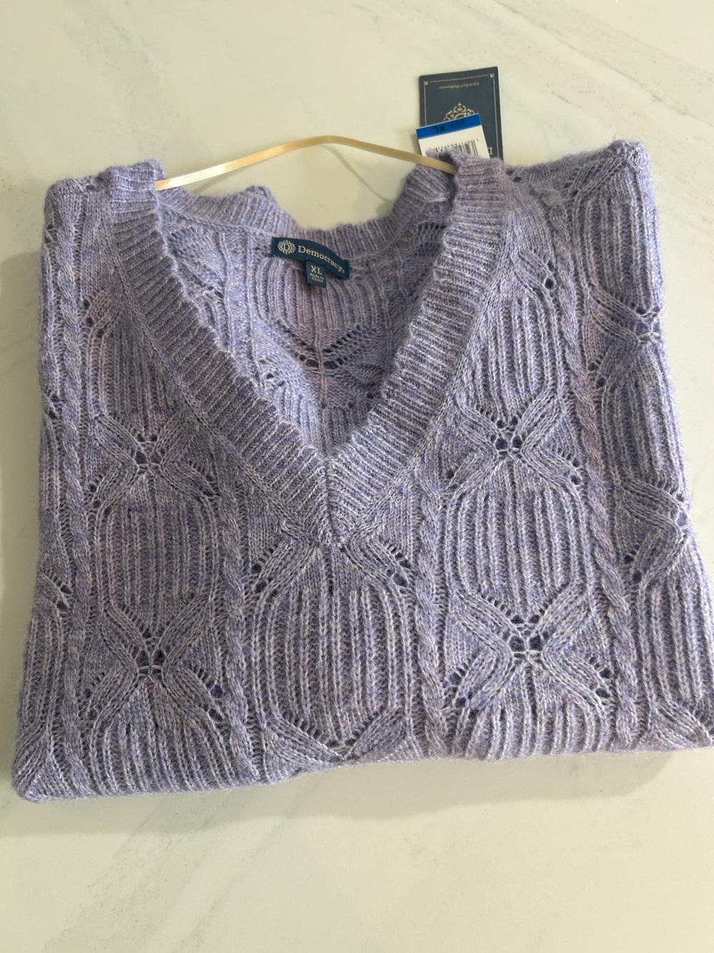 Democracy Lilac Textured V-Neck Sweater